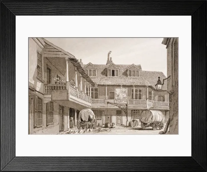 Framed Print : The Tabard Inn on Borough High Street, Southwark, London, 1827 Framed Print : The Tabard Inn on Borough High Street, Southwark, London, 1827