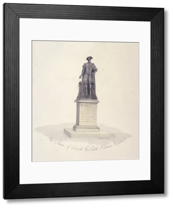 Framed Print : Statue of Edward VI in St Thomass Hospital, Southwark, London, 1825. Artist: G Yates Framed Print : Statue of Edward VI in St Thomass Hospital, Southwark, London, 1825. Artist: G Yates