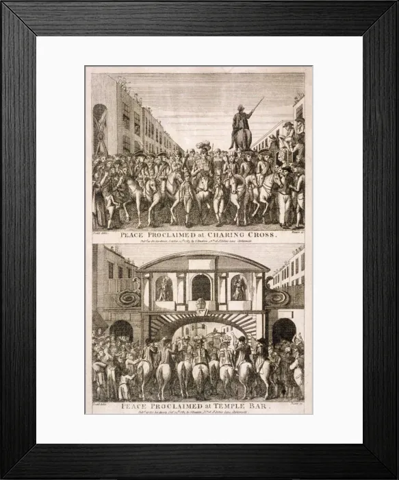 Framed Print : Proclamation of peace of the American War of Indepence, London, 1763