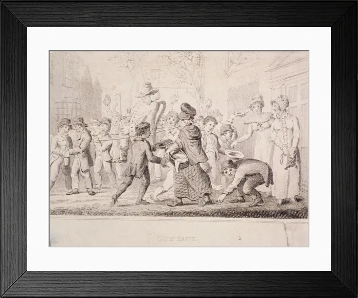 Framed Print : Children collecting pennies for the Guy, 1816 Framed Print : Children collecting pennies for the Guy, 1816