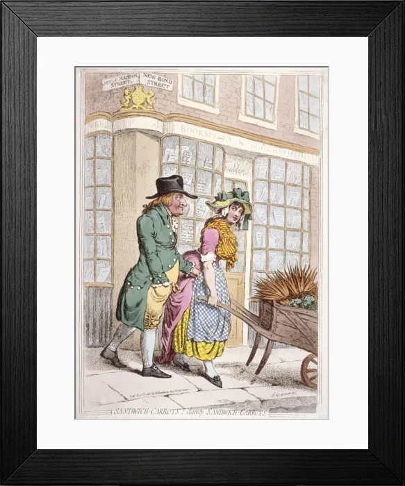 Framed Print : A leering man making advances to a girl, New Bond Street, Westminster, London, 1796 Framed Print : A leering man making advances to a girl, New Bond Street, Westminster, London, 1796