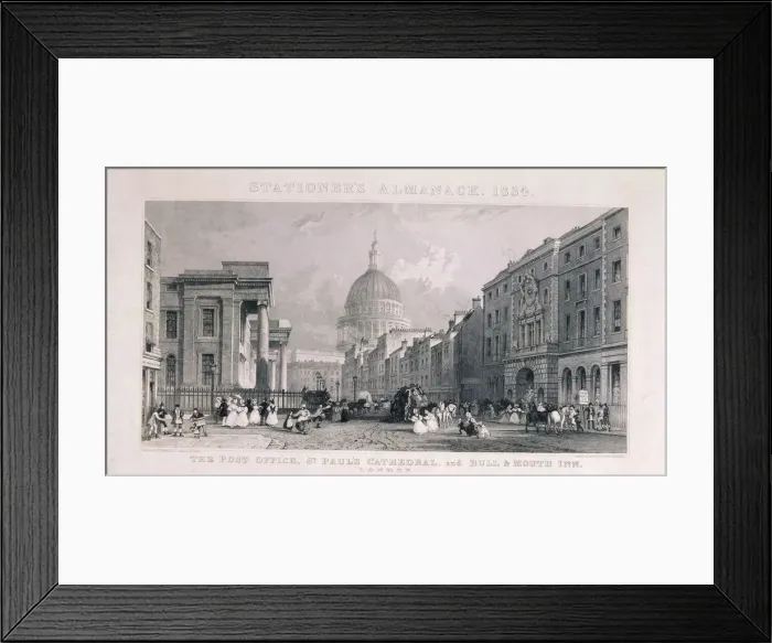 Framed Print : Old General Post Office, St Martins le Grand, London, 1829. Artist: CJ Emblem Framed Print : Old General Post Office, St Martins le Grand, London, 1829. Artist: CJ Emblem