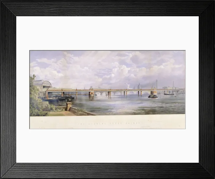 Framed Print : Hungerford Bridge, Charing Cross, London, 1863. Artist: Kell Brothers Framed Print : Hungerford Bridge, Charing Cross, London, 1863. Artist: Kell Brothers