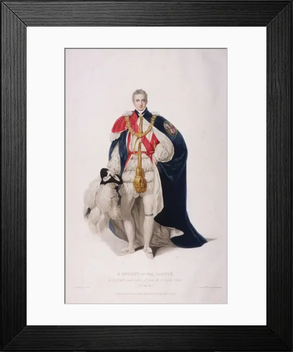 Framed Print : Knight of the Garter in ceremonial costume, 1824. Artist: William Bond Framed Print : Knight of the Garter in ceremonial costume, 1824. Artist: William Bond
