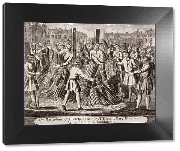 Execution of protestants at Smithfield, 1557, (c1720)