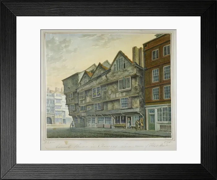 Framed Print : Houses on the corner of Chancery Lane and Fleet Street, City of London, 1798. Artist Framed Print : Houses on the corner of Chancery Lane and Fleet Street, City of London, 1798. Artist