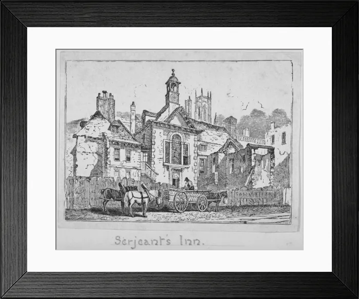 Framed Print : View of Serjeants Inn with a horse and cart, Chancery Lane, City of London, 1840 Framed Print : View of Serjeants Inn with a horse and cart, Chancery Lane, City of London, 1840