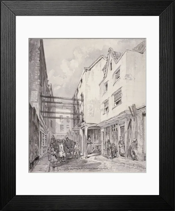 Framed Print : Chick Lane, City of London, 1825. Artist: Robert Blemmell Schnebbelie Framed Print : Chick Lane, City of London, 1825. Artist: Robert Blemmell Schnebbelie