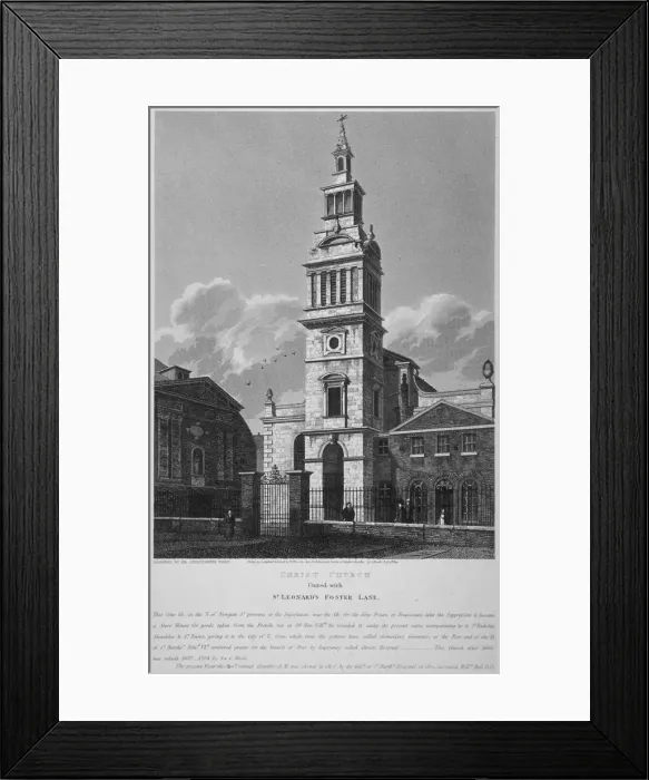 Framed Print : Christ Church, Newgate Street, City of London, 1814. Artist: William Wise Framed Print : Christ Church, Newgate Street, City of London, 1814. Artist: William Wise