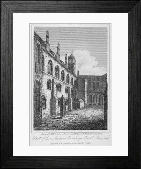 Framed Print : View of Christs Hospital and a water pump, City of London, 1816 Framed Print : View of Christs Hospital and a water pump, City of London, 1816