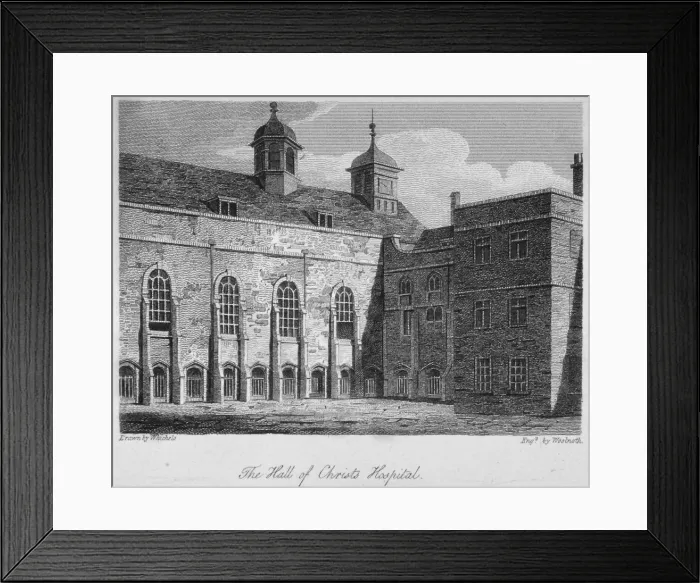 Framed Print : View of the hall of Christs Hospital, City of London, 1812. Artist: William Woolnoth Framed Print : View of the hall of Christs Hospital, City of London, 1812. Artist: William Woolnoth