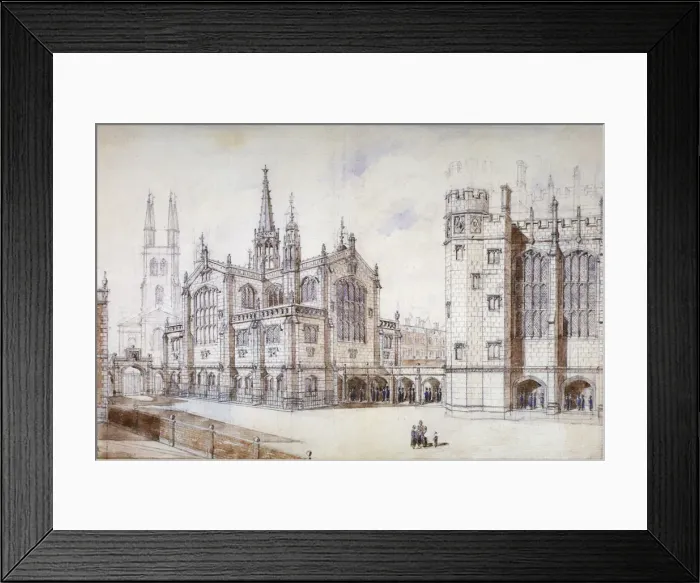 Framed Print : Christ Church, school hall and proposed new building, Christs Hospital, City of London, 1870 Framed Print : Christ Church, school hall and proposed new building, Christs Hospital, City of London, 1870