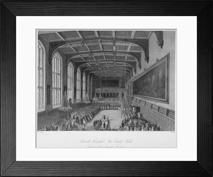 Framed Print : Interior of the hall; delivery of the annual orations, Christs Hospital, City of London, 1850 Framed Print : Interior of the hall; delivery of the annual orations, Christs Hospital, City of London, 1850