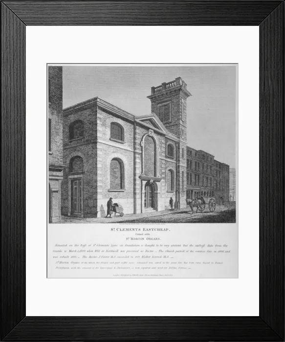 Framed Print : Church of St Clement, Eastcheap, City of London, 1812. Artist: Joseph Skelton Framed Print : Church of St Clement, Eastcheap, City of London, 1812. Artist: Joseph Skelton