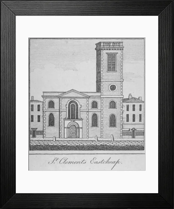 Framed Print : West view of the Church of St Clement, Eastcheap, City of London, 1750 Framed Print : West view of the Church of St Clement, Eastcheap, City of London, 1750