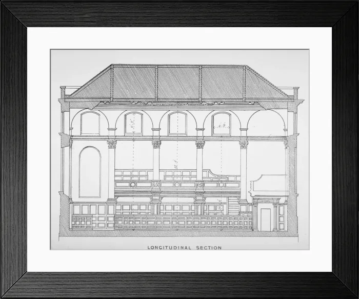 Framed Print : Longitudinal section of the Church of St Clement, Eastcheap, City of London, 1860 Framed Print : Longitudinal section of the Church of St Clement, Eastcheap, City of London, 1860