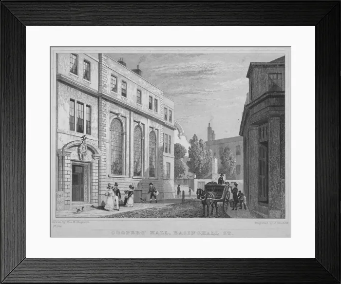 Framed Print : Coopers Hall, City of London, 1831. Artist: J Hinchcliff Framed Print : Coopers Hall, City of London, 1831. Artist: J Hinchcliff