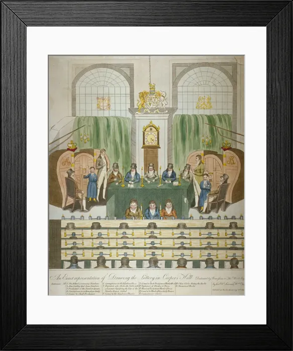 Framed Print : Lottery draw, Coopers Hall, City of London, 1803. Artist: W Charles Framed Print : Lottery draw, Coopers Hall, City of London, 1803. Artist: W Charles