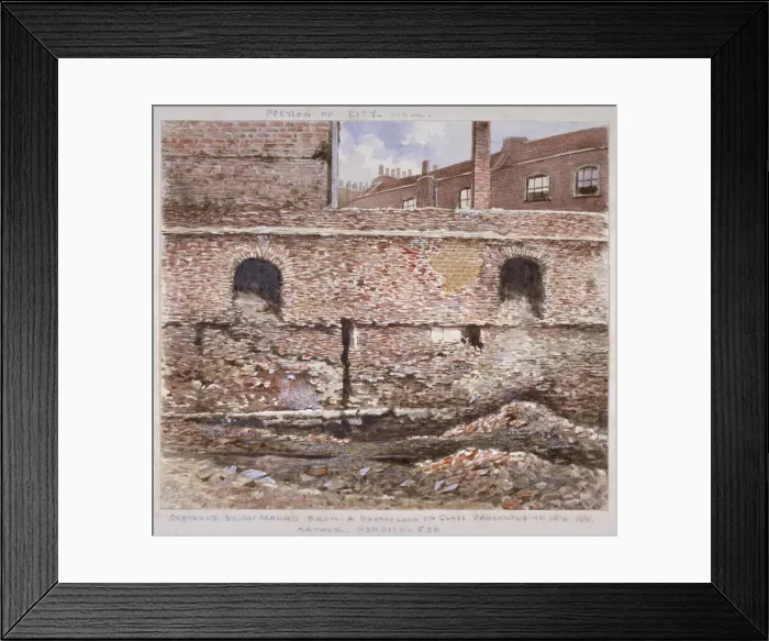 Framed Print : Portion of London Wall showing the internal face on Coopers Row, City of London, 1864 Framed Print : Portion of London Wall showing the internal face on Coopers Row, City of London, 1864