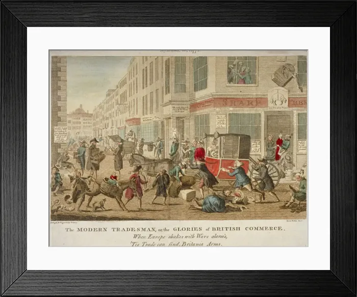 Framed Print : The modern tradesman, or the glories of British commerce, 1774. Artist: G Terry Framed Print : The modern tradesman, or the glories of British commerce, 1774. Artist: G Terry