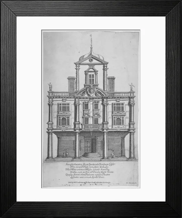 Framed Print : Dukes Theatre, Dorset Gardens, City of London, 1673. Artist Framed Print : Dukes Theatre, Dorset Gardens, City of London, 1673. Artist