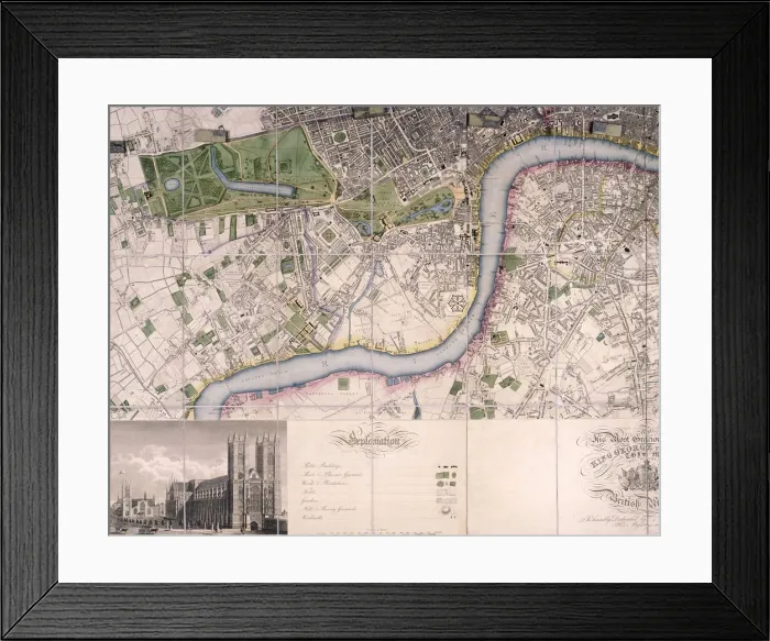 Framed Print : Map of City of London, Westminster and Southwark, 1827. Artist: James Neele Framed Print : Map of City of London, Westminster and Southwark, 1827. Artist: James Neele