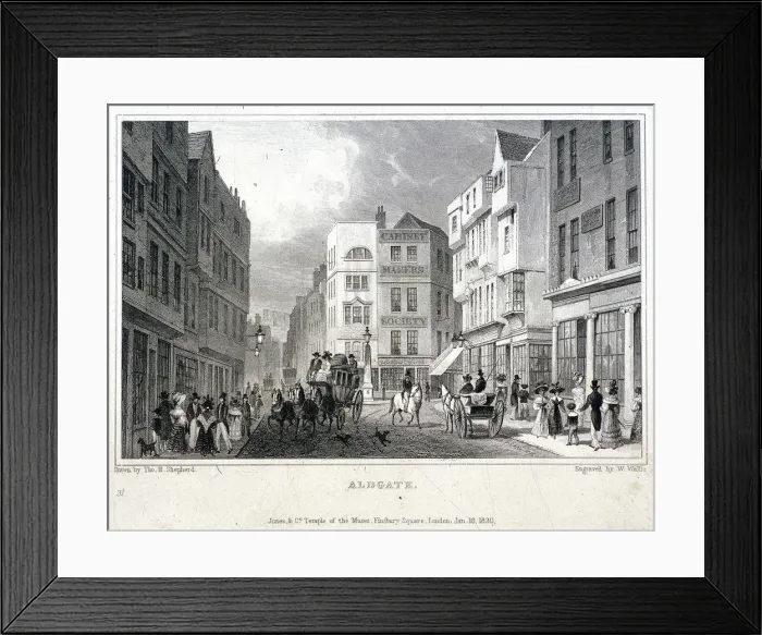 Framed Print : Aldgate, London, 1830. Artist: W Wallis Framed Print : Aldgate, London, 1830. Artist: W Wallis