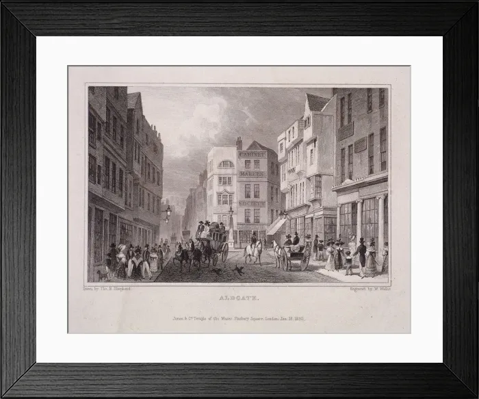 Framed Print : Aldgate High Street, London, 1830. Artist: W Wallis Framed Print : Aldgate High Street, London, 1830. Artist: W Wallis