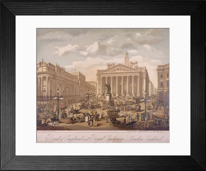 Framed Print : Bank of England and Royal Exchange, London, c1860. Artist: F Appel Framed Print : Bank of England and Royal Exchange, London, c1860. Artist: F Appel