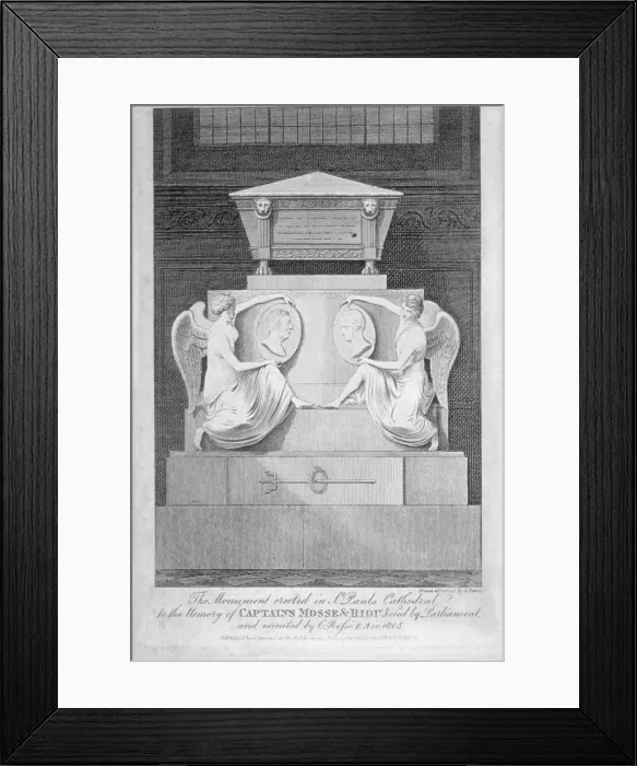 Framed Print : Monument to Captains James Mosse and Edward Riou, St Pauls Cathedral, City of London, 1806 Framed Print : Monument to Captains James Mosse and Edward Riou, St Pauls Cathedral, City of London, 1806