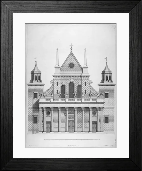 Framed Print : West front of the old St Pauls Cathedral, 1630s (1714). Artist Framed Print : West front of the old St Pauls Cathedral, 1630s (1714). Artist