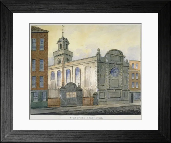Framed Print : South-east view of the Church of St Stephen, Coleman Street, City of London, 1815 Framed Print : South-east view of the Church of St Stephen, Coleman Street, City of London, 1815
