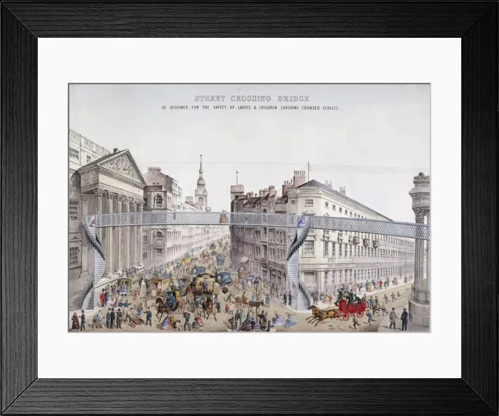 Framed Print : Street Crossing Bridge, London, 1862 Framed Print : Street Crossing Bridge, London, 1862