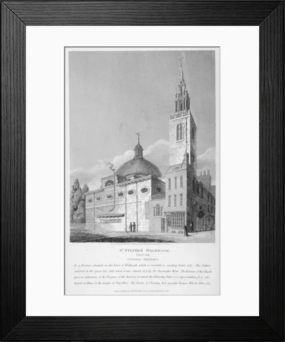 Framed Print : North-west view of the Church of St Stephen Walbrook, City of London, 1813. Artist Framed Print : North-west view of the Church of St Stephen Walbrook, City of London, 1813. Artist