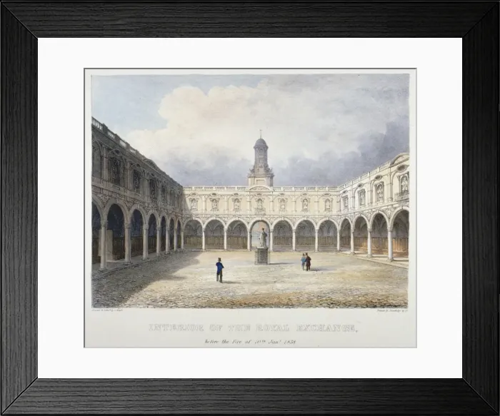 Framed Print : Courtyard of the Royal Exchange, City of London, 1838. Artist Framed Print : Courtyard of the Royal Exchange, City of London, 1838. Artist