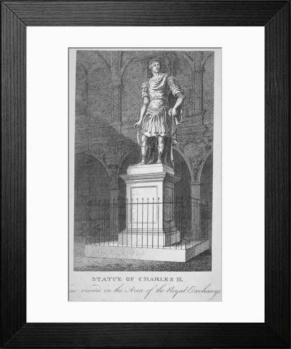 Framed Print : Statue of King Charles II in the Royal Exchange, City of London, 1780 Framed Print : Statue of King Charles II in the Royal Exchange, City of London, 1780