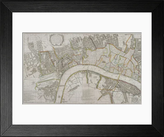 Framed Print : Map of Westminster, the City of London, Southwark and surrounding areas, 1739. Artist Framed Print : Map of Westminster, the City of London, Southwark and surrounding areas, 1739. Artist