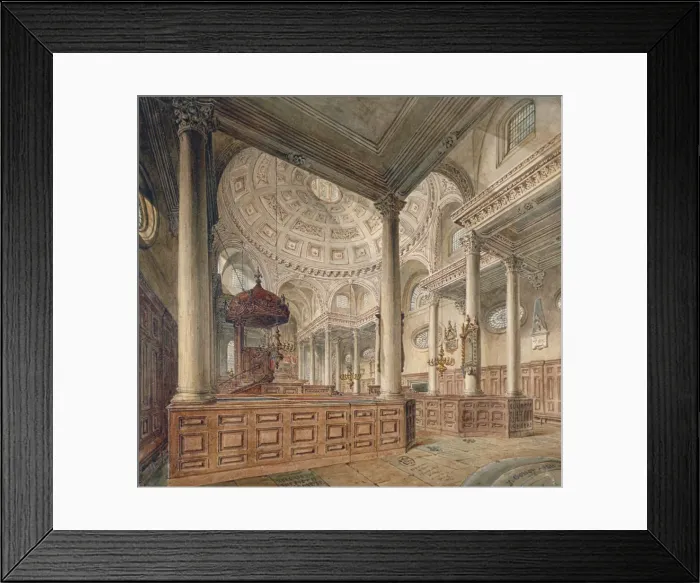 Framed Print : Interior view of the Church of St Stephen Walbrook, City of London, 1811. Artist Framed Print : Interior view of the Church of St Stephen Walbrook, City of London, 1811. Artist