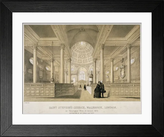 Framed Print : Interior view looking east, Church of St Stephen Walbrook, City of London, 1851. Artist Framed Print : Interior view looking east, Church of St Stephen Walbrook, City of London, 1851. Artist