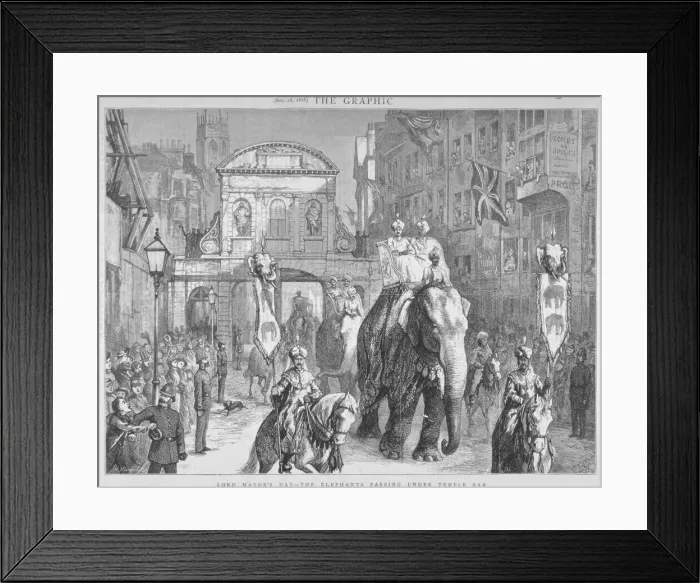 Framed Print : View of Temple Bar during the Lord Mayors Day, City of London, 1876. Artist Framed Print : View of Temple Bar during the Lord Mayors Day, City of London, 1876. Artist