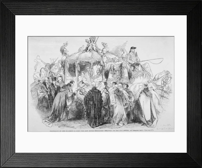 Framed Print : Procession of Queen Victoria to open the Royal Exchange, City of London, 1844 Framed Print : Procession of Queen Victoria to open the Royal Exchange, City of London, 1844