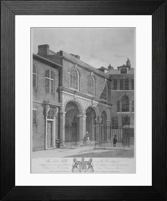 Framed Print : Salters Hall and part of the Salters Hall Chapel for Protestant Dissenters, City of London Framed Print : Salters Hall and part of the Salters Hall Chapel for Protestant Dissenters, City of London
