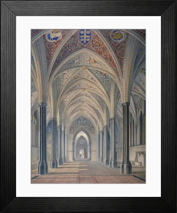 Framed Print : Interior view looking west, Temple Church, City of London, 1843 Framed Print : Interior view looking west, Temple Church, City of London, 1843