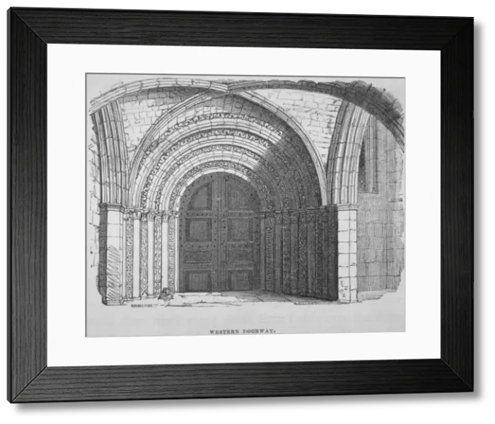 Framed Print : West entrance of Temple Church, City of London, 1835. Artist: Samuel Williams