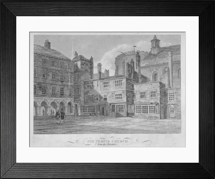 Framed Print : View of Temple Church from the cloisters, City of London, 1804. Artist: John Greig Framed Print : View of Temple Church from the cloisters, City of London, 1804. Artist: John Greig