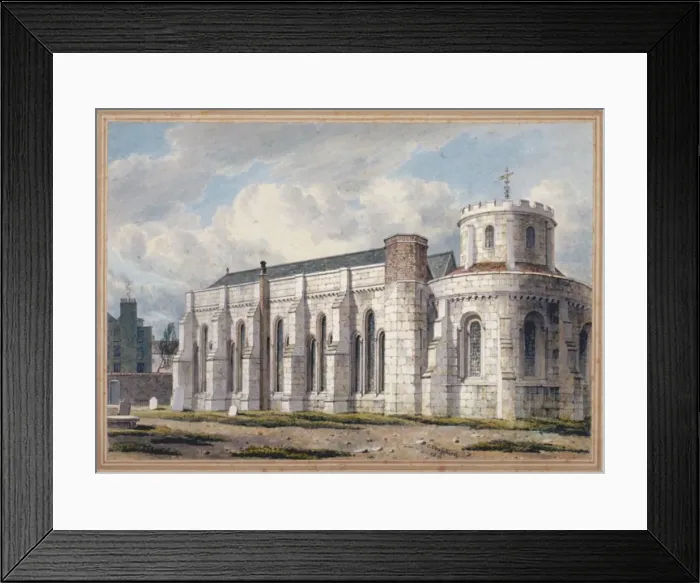 Framed Print : View of Temple Church from across the graveyard, City of London, 1811 Framed Print : View of Temple Church from across the graveyard, City of London, 1811