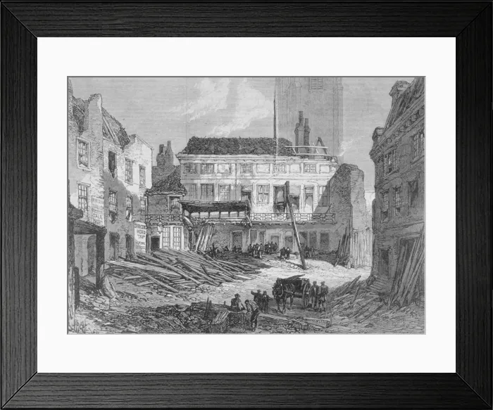 Framed Print : View of the demolition of the Saracens Head Inn, Snow Hill, City of London, 1868 Framed Print : View of the demolition of the Saracens Head Inn, Snow Hill, City of London, 1868