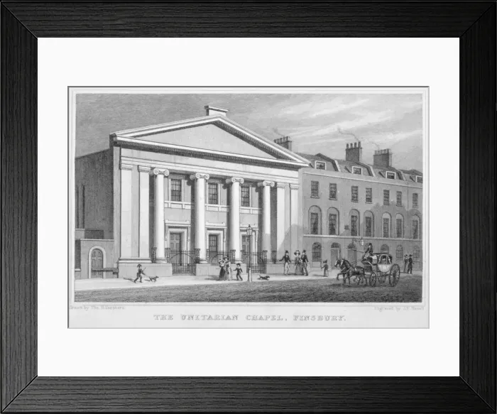 Framed Print : The Unitarian Chapel, South Place, Finsbury, London, 1828. Artist: Frederick James Havell Framed Print : The Unitarian Chapel, South Place, Finsbury, London, 1828. Artist: Frederick James Havell