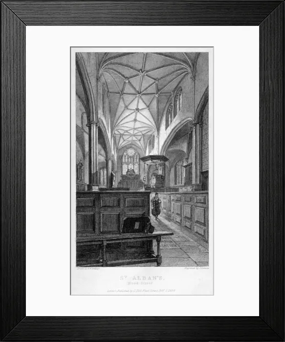Framed Print : Interior view of the Church of St Alban, Wood Street, City of London, 1838 Framed Print : Interior view of the Church of St Alban, Wood Street, City of London, 1838