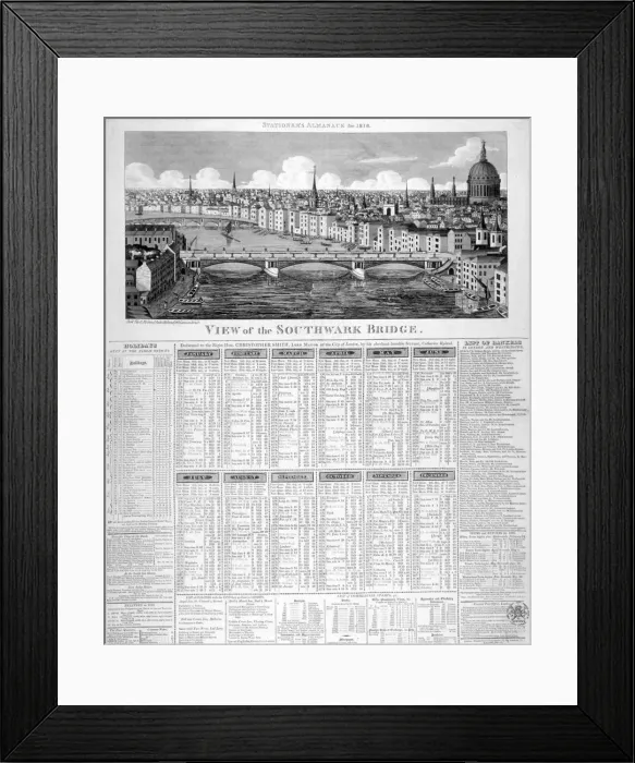 Framed Print : Southwark Bridge, London, 1818. Artist Framed Print : Southwark Bridge, London, 1818. Artist